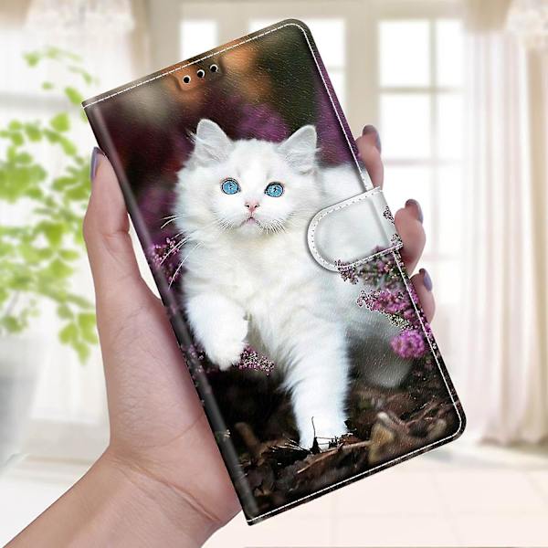 Nytt Skal Kompatibelt Med Samsung Galaxy A32 5G Vit Katt Mobilfodral