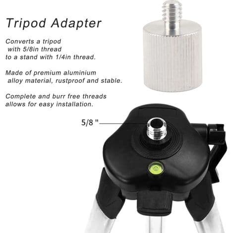 Laser Leveler Stativadapter, 5/8 hun til 1/4 han skrueadapter, mikroskrueadapter, stativskrueadapter