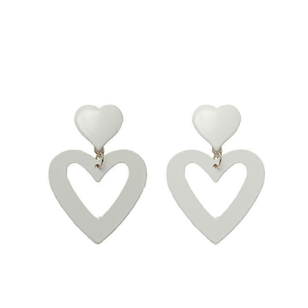 Hjerte Øredobber Kjærlighet Drop Dingle Øredobber Hvite Hjerter Dinglende Øredobber For Kvinner Gaver Valentinsdag