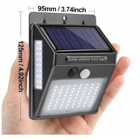 100LED Solar Vegglampe, Vanntett IP65, Energibesparende Sensorlampe