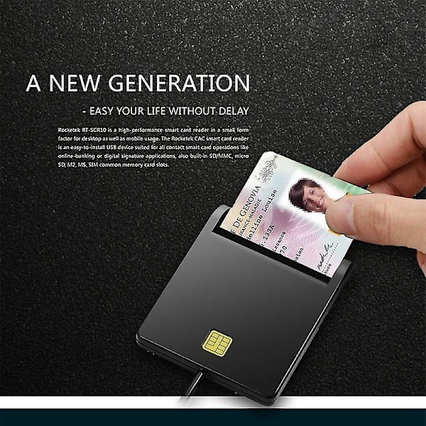ROCKETEK SCR1 USB 2.0 Smart CAC Kortlæser ID SIM Bankkort Adapter