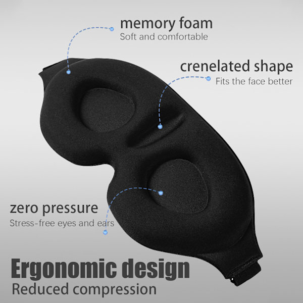 3D Sleep Mask with Accessories Black