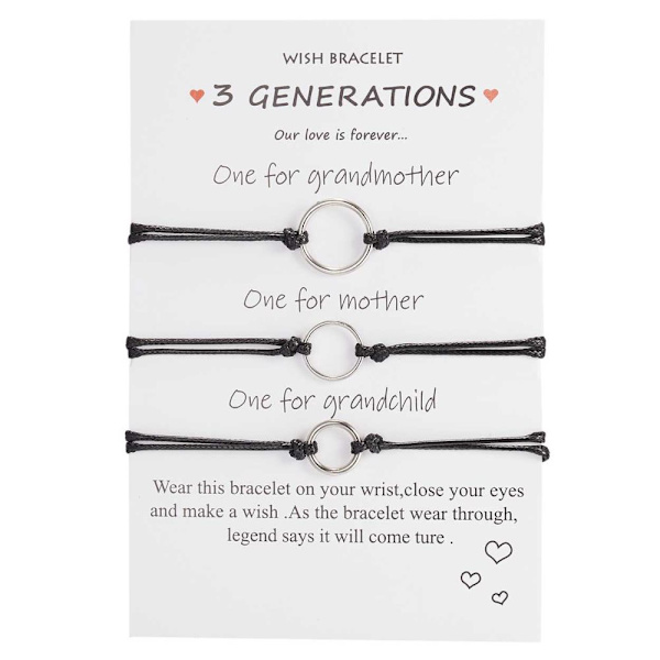 Generationsarmbånd – Mor, Bedstemor, Datter – 3 Generationer