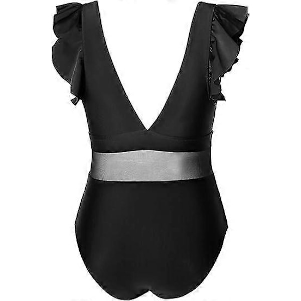 Dam baddräkt i stora storlekar, hel baddräkt, enfärgad med meshdetaljer, plus size, XXXL