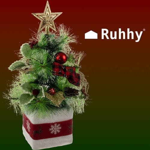 Artificial Christmas Tree 45 cm Pre-Decorated with Snow Effect, Tabletop Tree