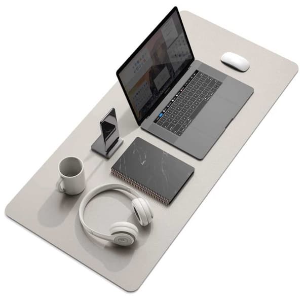 Two-sided Desk Pad Brown Gray 80x40cm Leather