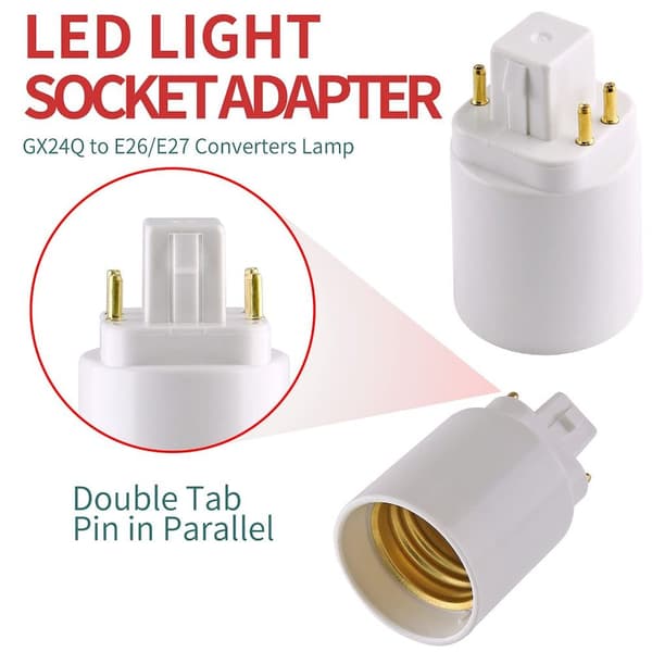 4-pak Gx24q til E26/E27 Sokkel Adapter Lampefod Holder