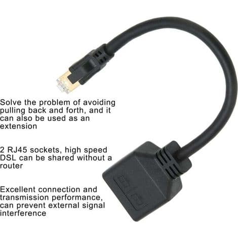 RJ45 Splitter Adapter, 1 til 2 Port Ethernet Adapter Splitter, CAT8 Netværkskabel Splitter Adapter