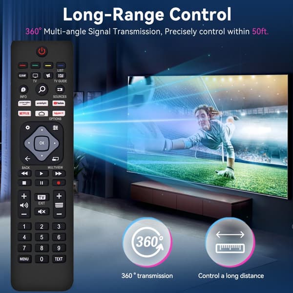 Philips Compatible TV Remote Control | Universal All Philips Smart TV, LED, LCD, HDTV, 3D
