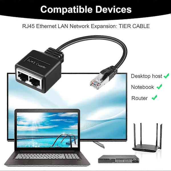 RJ45 Gigabit Netværks Splitter 1 til 2 Veje 100m Transmission To Enheder Adgang Ethernet Splitter Kobler Kontakt Modulært Stik til Kontor