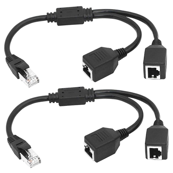 2X RJ45 1 Uros - 2 Naaras Ethernet-jakokaapeli Super Cat5, Cat6, LAN Ethernet-verkon jatkamiseen