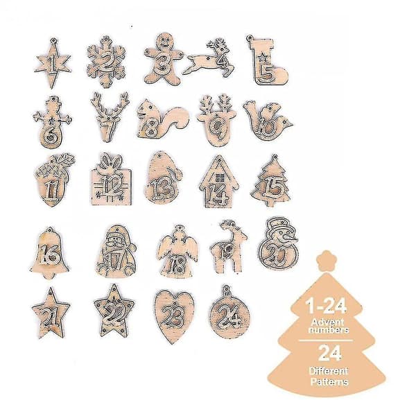 1 til 24 Trænummerhæng til Julekalender, Jul
