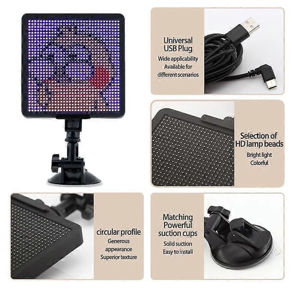 Typ A P32S 32x32 LED Bilskylt Bluetooth App-styrning Anpassad Text Mönster Animation Programmerbar