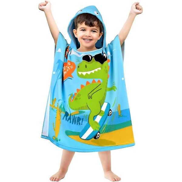 Barnbadrocka Dinosaurie Badhandduk Flickor Strandhandduk Pojkar Badkappa Superabsorberande Snabbtorkande Huvad Badrock Surfrock Baby Badkappa