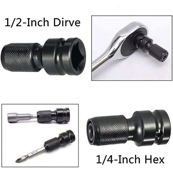 Stykke Impact Adapter 1/2 Kvadratisk Drev Til 1/4 Hex Skaft Sokkel Adapter Hurtig Udløsning Chuck Konverter Til Impact Nøgle (d14-2)