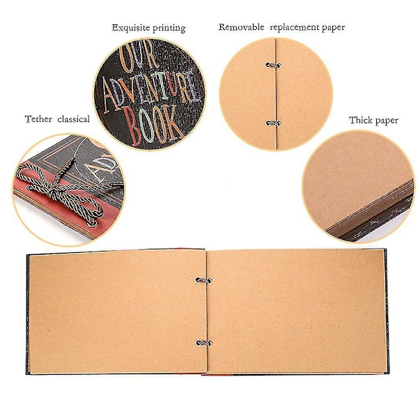 Valokuva-albumi Leikekirja - Meidän seikkailukirjamme vuosipäivä häät käsintehty DIY perhevalokuva-albumi leikekirja lahja 10.2\"x7.1\" tuumaa, 40 sivua