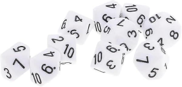 10 stk. 10-sidet D10 Polyhedral For Og Spill Gave Hvit