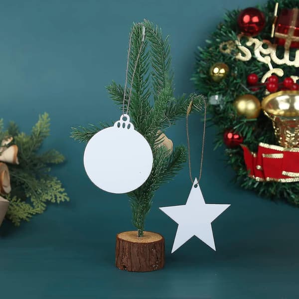 20 stk. Sublimeringspynt Emner 3 tommer Julepynt Emner Med Reb DIY Emner Akrylpynt