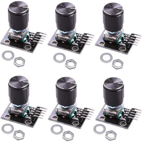 6 stk. KY-040 Roterende Encoder Modul med 15 × 16,5 mm Knap Hætte til Arduino (Pakke med 6) Clw1062