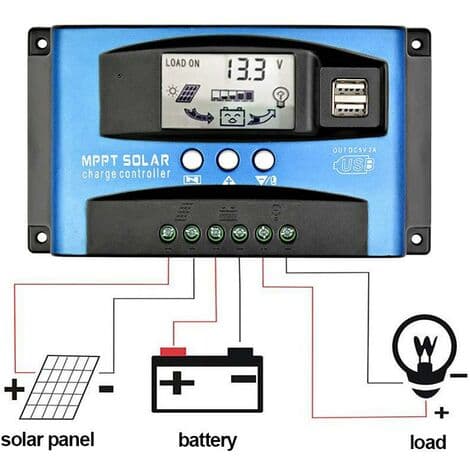 MPPT 40A solcelleladeregulator, 12V 24V USB solcellepanel batterikontroller smart batteriregulator med LCD-skjerm (40A)