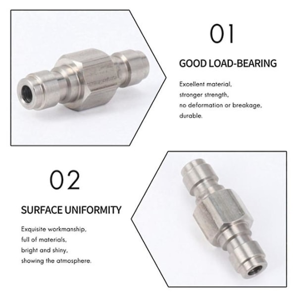 2 stk Luft Pcp Dobbelt Ende Han Quick Disconnect Adapter Rustfrit Stål Dobbelt Han Fyld Nippel