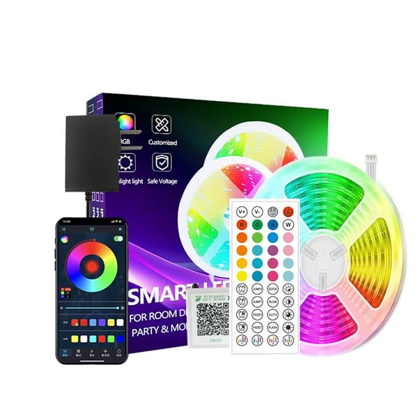 10m RGB LED Strip Lights Kit - Multicolor, 24V, Includes Remote Control, Smart Home System Compatible