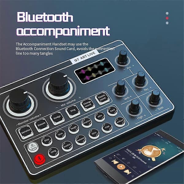 G7 Engelsk Version Externt Ljudkort Telefon Live Streaming Ljudkort Bluetooth Ljudmixer
