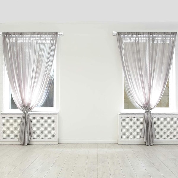 Justerbar Plast Gardinstång Fönster Stretch Spännstång Självhäftande Krokar, 40-60cm (Vit, 2st)