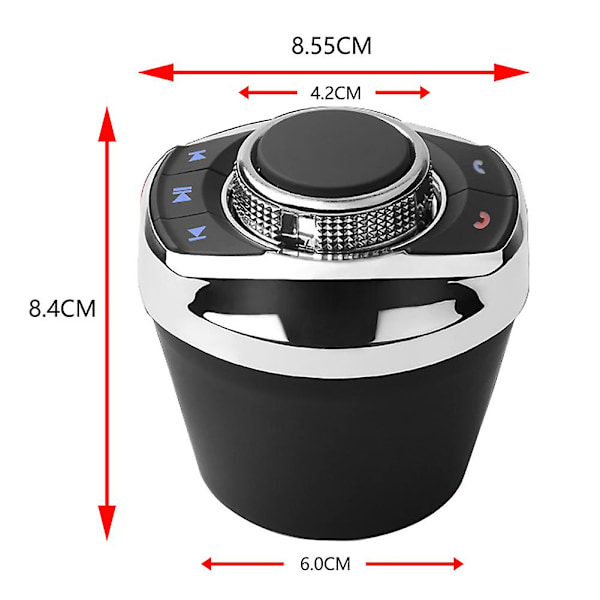 100% Helt Ny Universell Trådløs Bilrattstyring Fjernkontrollknapp Støtter Bluetooth med LED-lys 8-Tast Funksjoner for Android Navigasjon