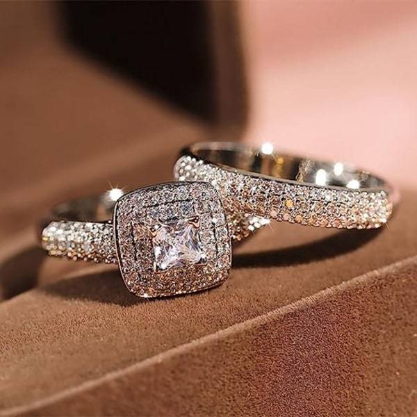 2 st zirkon mikroinlagda ringar diamantringar STORLEK 8 STORLEK 8 storlek 8