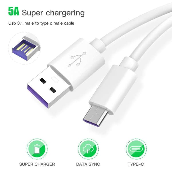3x 5A USB 3.1 A - USB C SuperCharge 2M