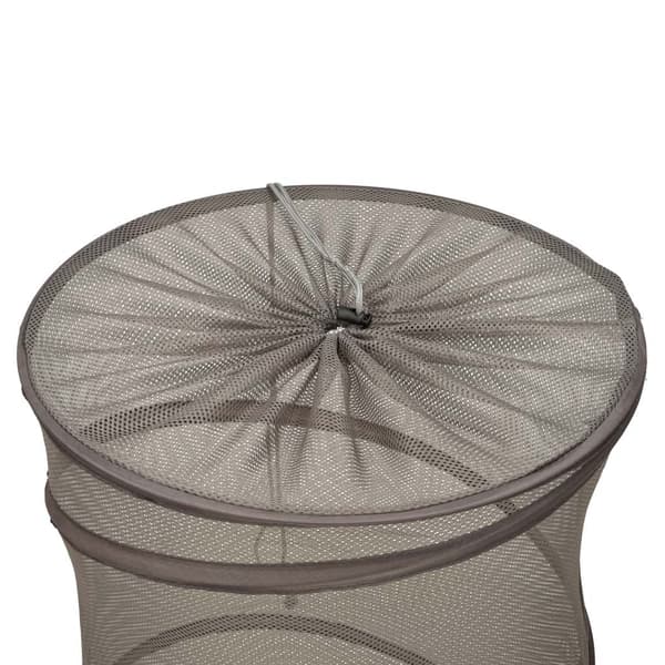 Foldable Mesh Laundry Basket 77 L with Drawstring Grey 43x53 cm