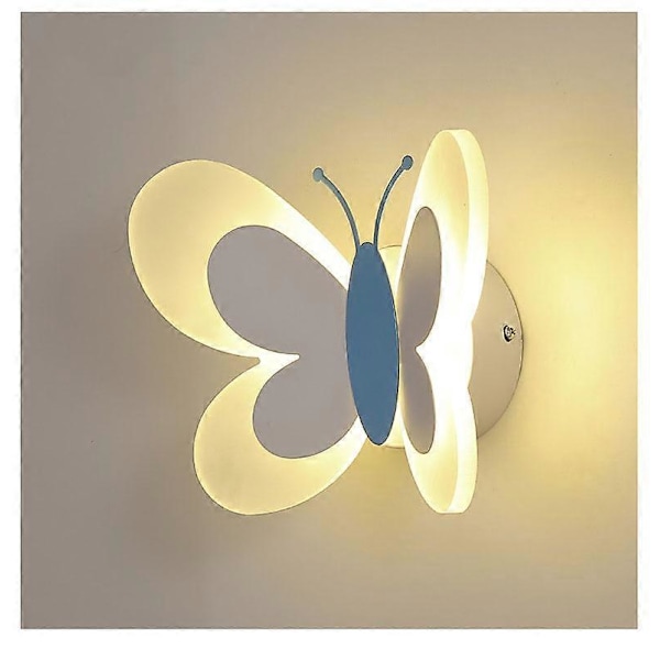 LED Vägglampa för Inomhusbruk med Strömbrytare, 14W Vägglampa för Sovrum för Pojkar och Flickor, Rosa Fjäril Sänglampa Vägglampa med 3 Justerbara Färgtemperaturer