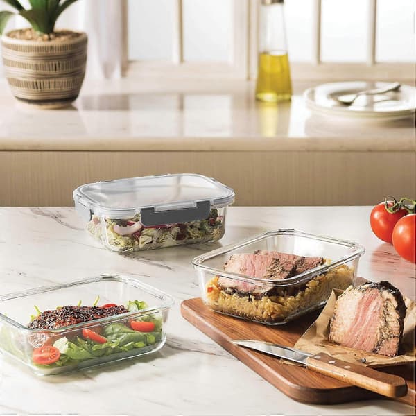 3 Glasbeholdere til Madlavning, Snacks og Dips 830 ml