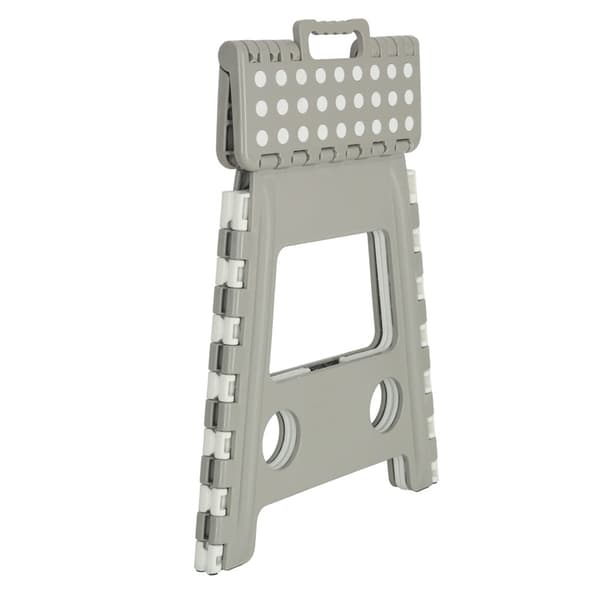 Folding stool 39.5 cm non-slip plastic light grey max 150 kg
