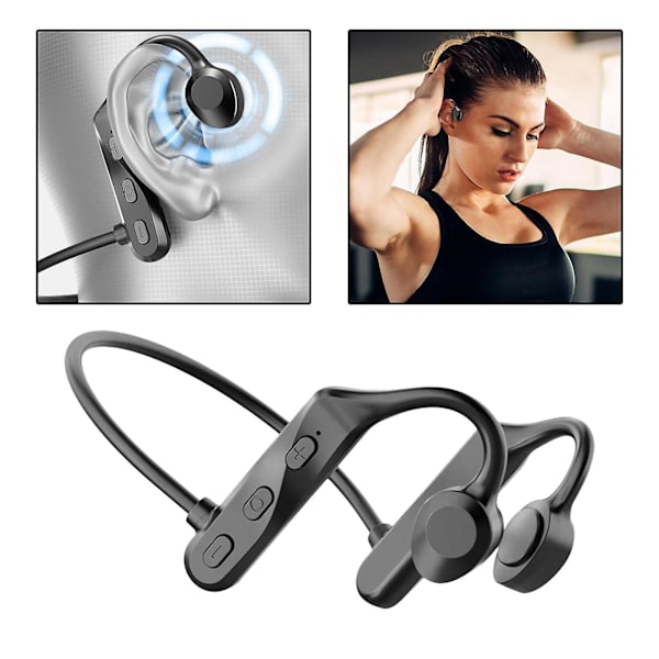 Knogleledning Høretelefoner Vandafvisende Kørsel Bluetooth Headset Sort