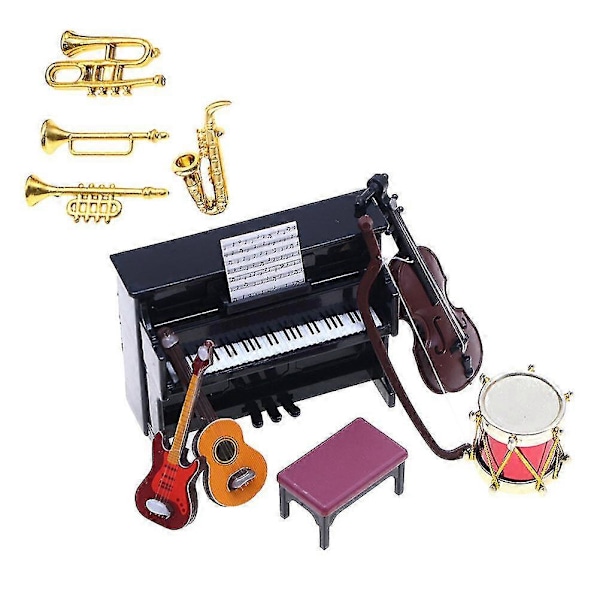1 Set Dockhus Instrument Rekvisita Dockhus Instrument Dekoration Mini Scener Layout Rekvisita
