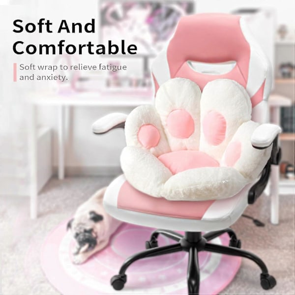 Kattfot Kudde Kawaii Stol Kudde 69,9 x 59,9 cm (Ungefär) Söt Kudde Bekväm Lat För Gaming Stol Rum Inredning Vit