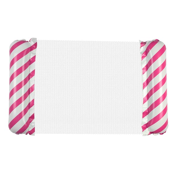 Inflatable floating mat with backrest and mesh bottom pink/white 110x70