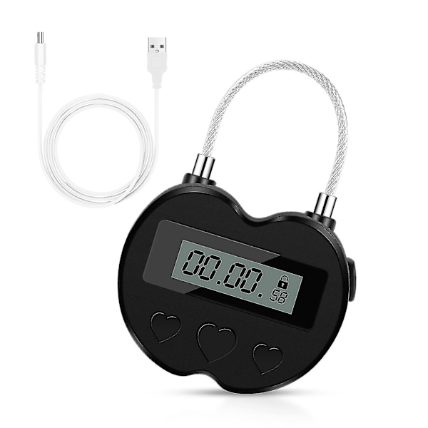 Smart Time Lock LCD Display Tidlås Multifunktionel Rejse Elektronisk Timer, Vandafvisende USB Genopladelig Midlertidig Timer Hængeslås