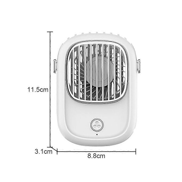 Personlig Halskæde Mini Ventilator Håndfri Bærbar Ventilator USB, Ventilator Håndholdt Ventilator - FARVE: Hvid