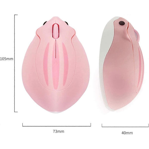 Hamsterformad Trådlös Tyst Mus Söt Mini Portabel Rese Djurmöss 1200DPI Optisk Liten (Rosa)