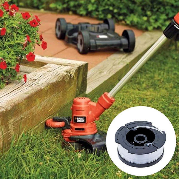 6 stk Svarte + Decker Reserve Spole for Gressklipper Nylon for Kantklipper Spole Tråd Trimmer Med Spoledeksler Og Fjærer P