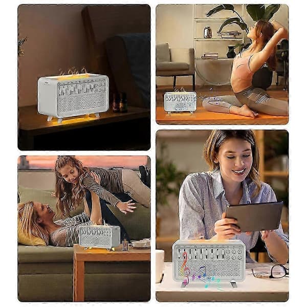 Smart White Noise Maskine med Bluetooth & Natlys, Echo Flame Aroma Diffuser Søvnhjælp Lydmaskine