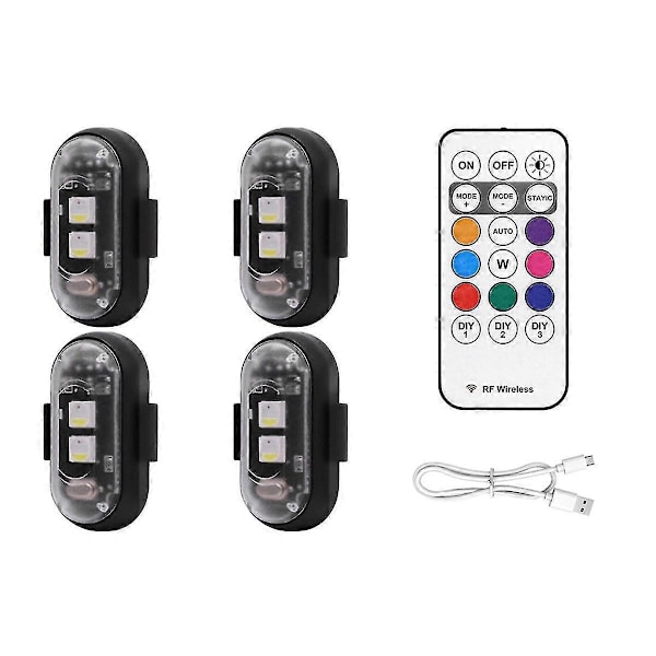 4PCS Wireless LED Strobe Lights with Remote Control, 8 Colors USB Charing Waterproof Emergency Warning Lights-Yvan