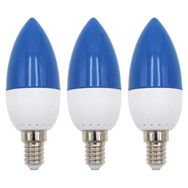 3x E14 LED Färgade Ljustipslampor, Färgade Ljuslampor, Blå