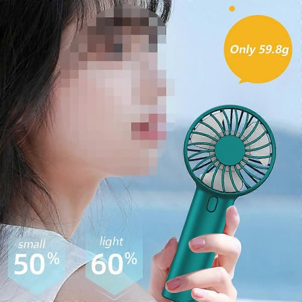 Håndholdt ventilator med genopladeligt batteri og ventilator - FARVE: grøn