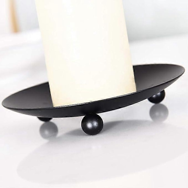 Ljusstake av järnplåt, dekorativ ljusplatta för pelarljus, set om 2, 11,1*2 cm, piedestal ljusstake för LED & ljus, spa, bröllop guld svart