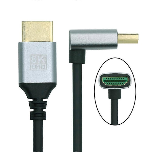 Type A HD-028-DN-0.5M HDMI 2.1 Kabel Vinklet 90-Grader Type-A Han til Han 8K HDTV Ultra Slim Ledning