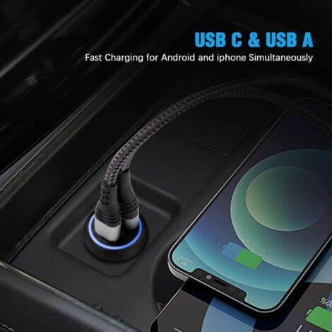 USB Biloplader PD&QC, Hurtig Oplader iPhone Bil, Hurtig USB Cigarettænder Oplader, Mini Biloplader